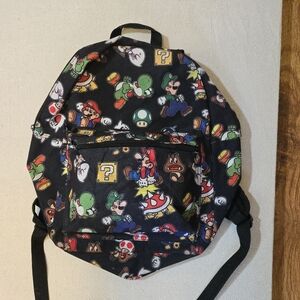Mario Black Backpack with Colorful Character Design Comicon Mario Gaming